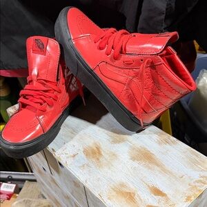 David Bowie Vans Red High-Top Sneakers